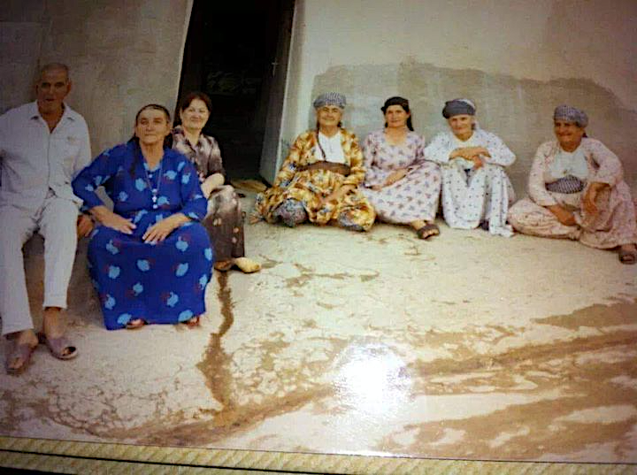 A Typical Scene and Place in Front of the House, Where Group of Women Chatting.