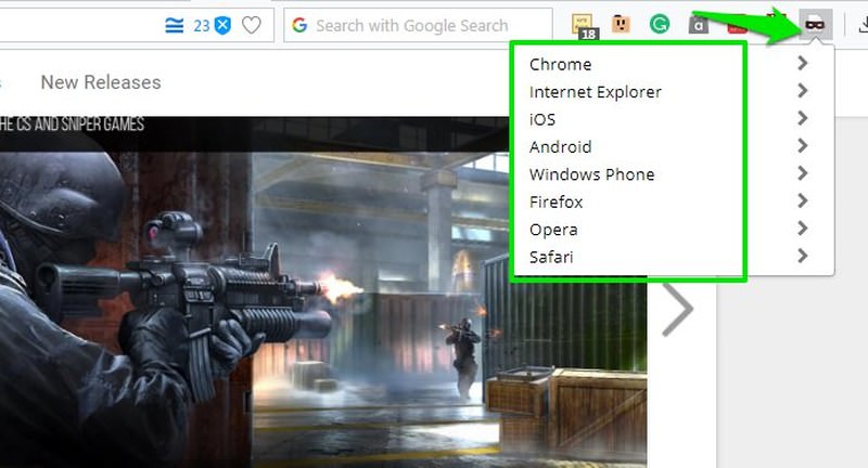 أداة تبديل وكيل المستخدم لمتصفح Chrome