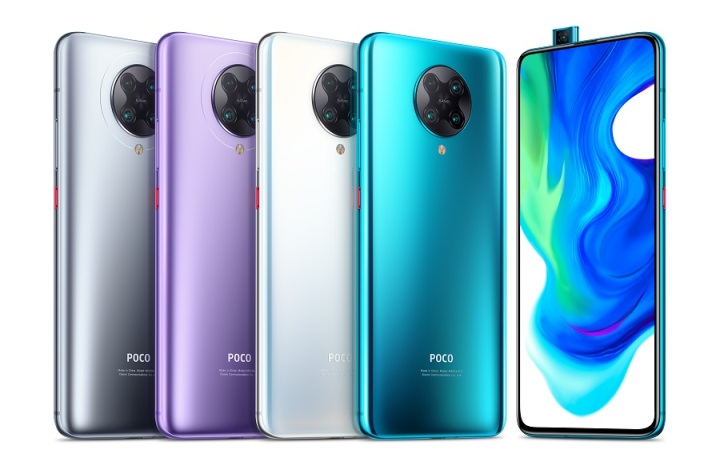 هاتف Poco f2 pro بجميع ألوانه: البنفسجي الفاتح ، الرمادي ، الأبيض والأزرق