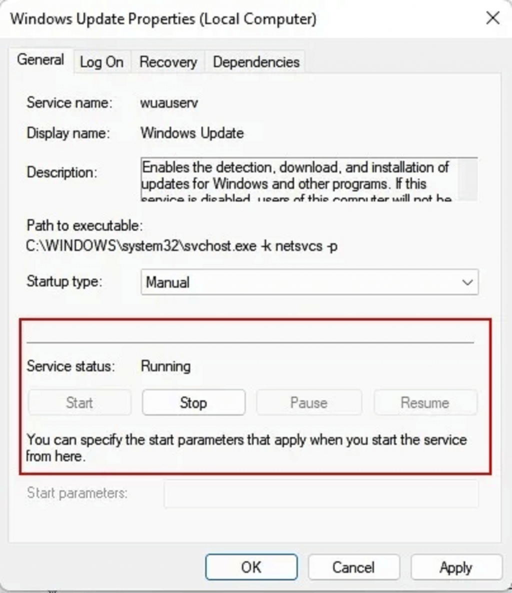 تعطيل التحديث في Windows 11 الطريقة الثانية