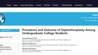 تدريسيو كلية طب المستنصرية ينشرون بحث علمي عن انتشار ونتائج جراحة تجميل الحاجز الأنفي بين طلاب الجامعات تدريسيو كلية طب المستنصرية ينشرون بحث علمي عن انتشار ونتائج جراحة تجميل الحاجز الأنفي بين طلاب الجامعات